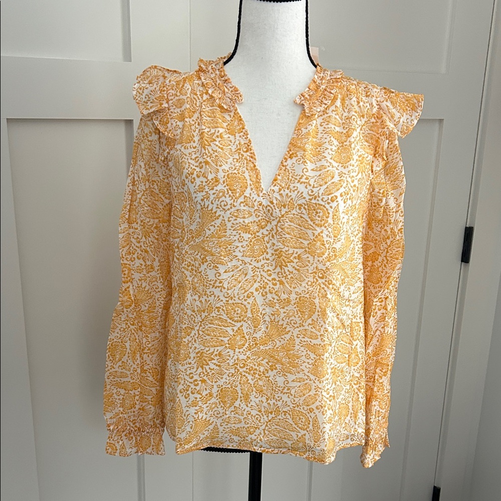 J. Crew Factory Yellow Floral Blouse NWT